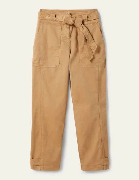 Belted Chino Trousers Ground Ginger Women Boden, Ground Ginger