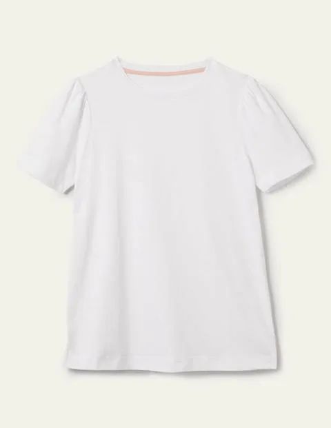 Puff Sleeve Cotton T-Shirt White Women Boden, White