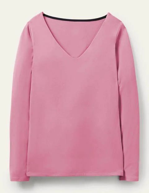 Double Layer V-neck Top Pink Women Boden, Posy Pink