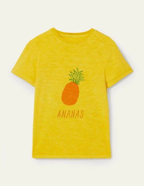 Turn Up Cuff Cotton T-shirt Pale Lemon, Pineapple Women Boden, Pale Lemon, Pineapple