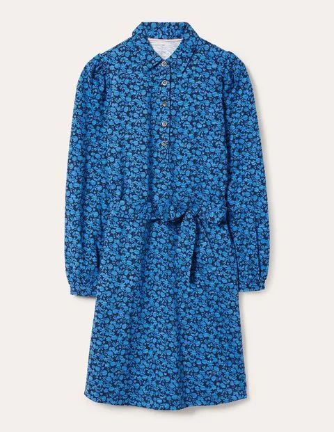 Jersey Shirt Dress Blue Women Boden, Moroccan Blue, Flora Bloom
