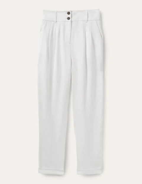 Turn Up Linen Trousers White Women Boden, White