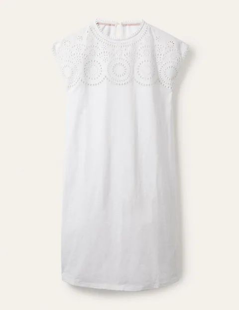 Cutwork Jersey T-shirt Dress White Women Boden, White
