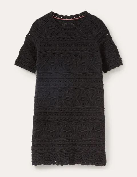 Claudia Textured Knitted Dress Black Women Boden, Black
