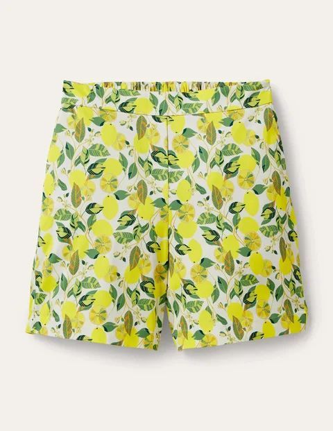 Pull On Shorts Ivory Women Boden, Ivory, Lemon Vine