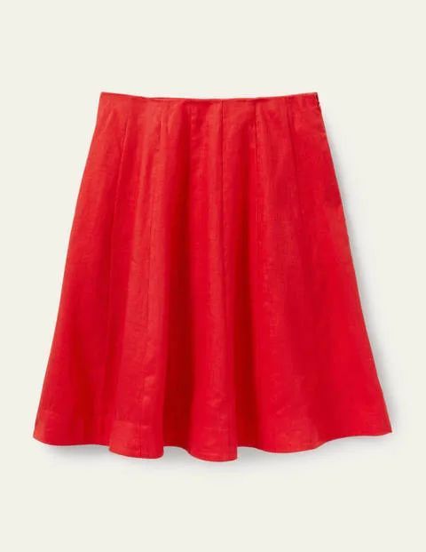 Panelled Linen Mini Skirt Red Women Boden, Cherry Red