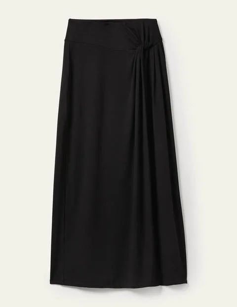 Knot Waist Jersey Midi Skirt Black Women Boden, Black