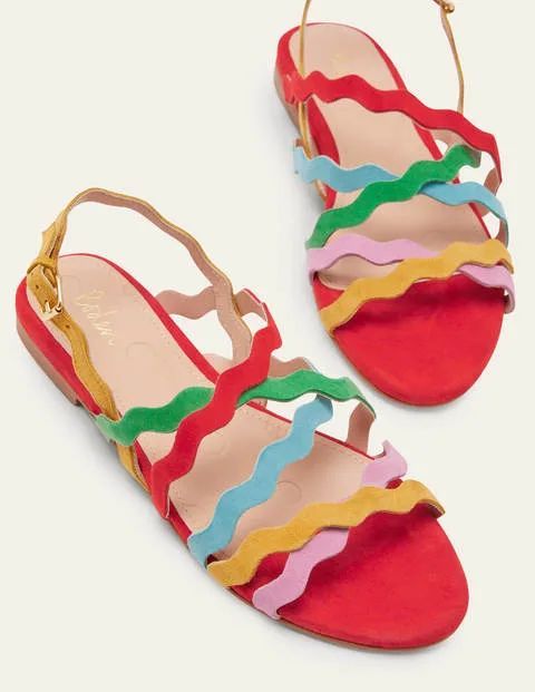 Multi Strap Flat Sandals Multicouloured Women Boden, Bright Poppy Multi