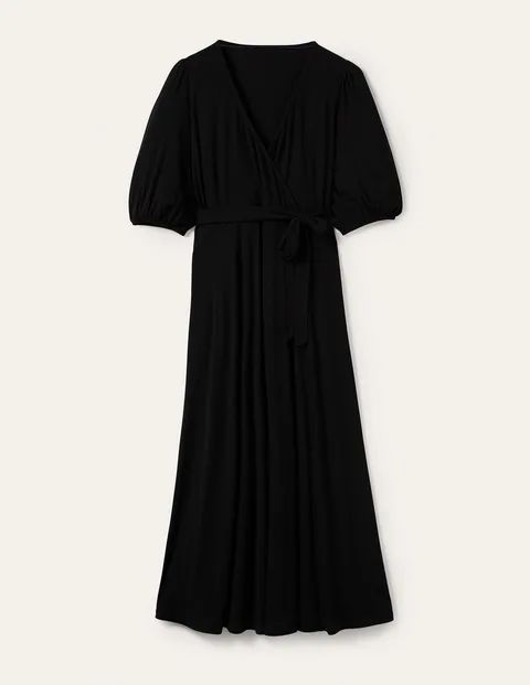 Fixed Wrap Jersey Maxi Dress Black Women Boden, Black