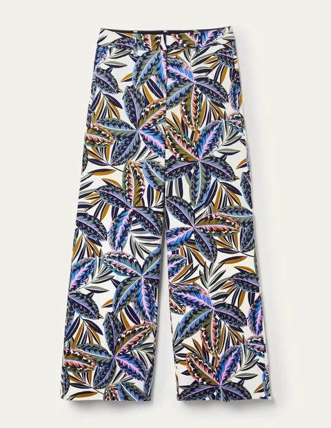 High Waisted Tailored Trousers Multicouloured Women Boden, Multi, Exotic Leaves