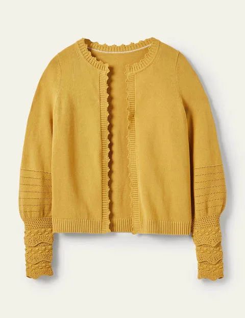 Sleeve Detail Knitted Cardigan Yellow Women Boden, Butter