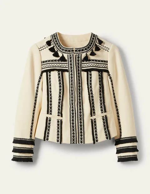 Tilda Embroidered Jacket Ivory Women Boden, Natural