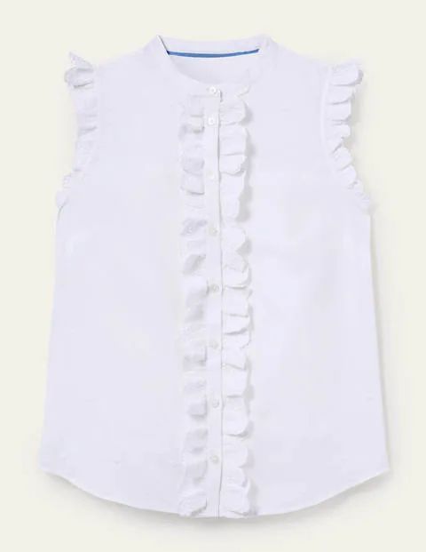 Sleeveless Embroidered Shirt White Women Boden, White