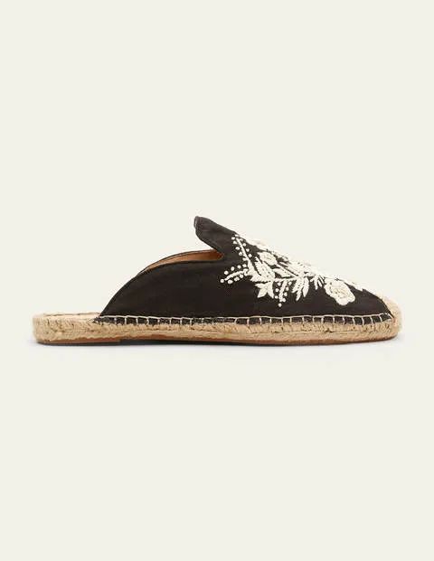 Embroidered Mule Espadrilles Black Women Boden, Black Embroidery