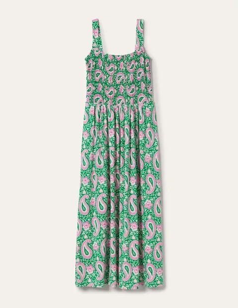 Peggy Jersey Maxi Dress Green Women Boden, Green, Enchanting Paisley