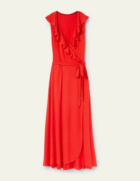 Saskia Wrap Jersey Maxi Dress Red Women Boden, Cherry Red