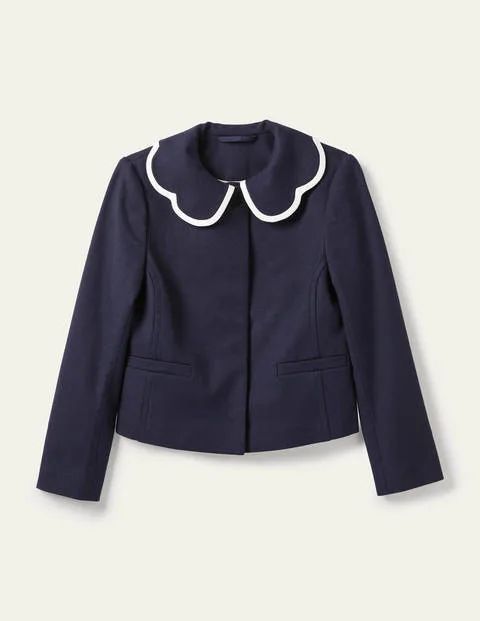 Scallop Collared Jacket Navy Women Boden, Navy