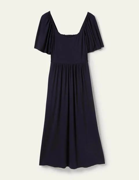 Smock Detail Jersey Maxi Dress Navy Women Boden, Navy