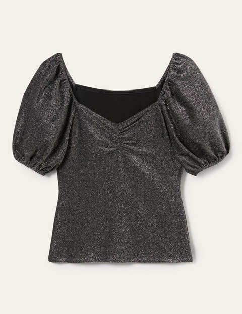 Ruched Sparkle Jersey Top Multicouloured Women Boden, Silver Sparkle