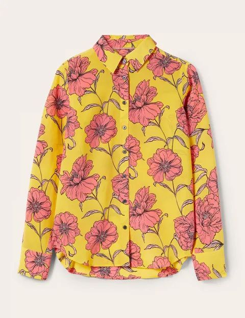 Silk Shirt Lemon Fizz, Peony Bloom Women Boden, Lemon Fizz, Peony Bloom