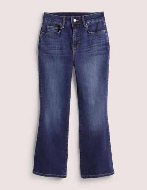 Fitted Cropped Flare Jeans Vintage Women Boden, Dark Vintage