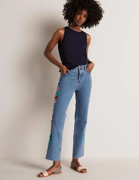 Relaxed Straight Jeans Multicouloured Women Boden, Floral Multi Embroidery