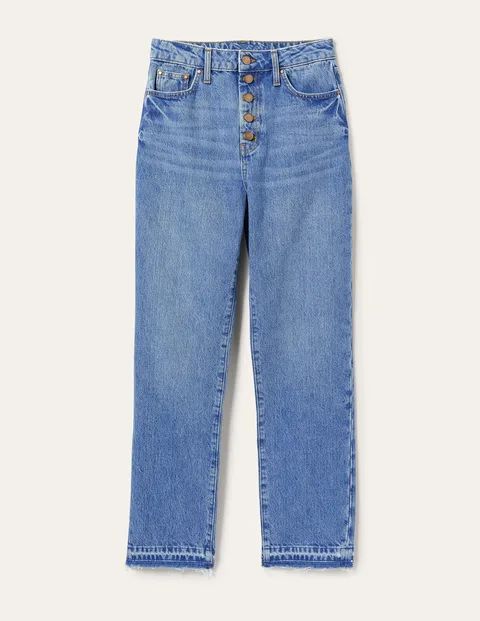 High Rise Straight Leg Jeans Denim Women Boden, Light Vintage