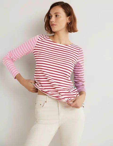 Repurposed Breton Top Multicouloured Women Boden, Pink Multi Stripe