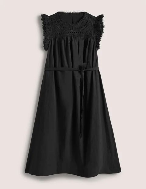 Broderie Detail Midi Dress Black Women Boden, Black