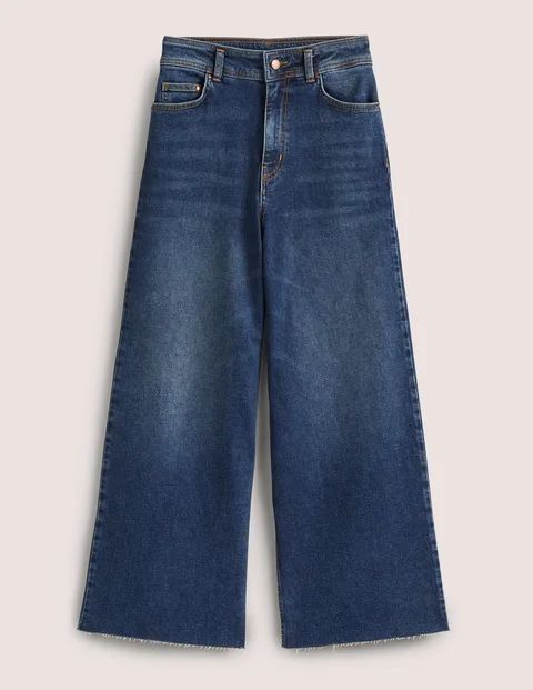 High Rise Wide Leg Jeans Denim Women Boden, Mid Vintage, Beige Tint