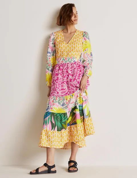 Repurposed Tiered Maxi Dress Multicouloured Women Boden, Multi