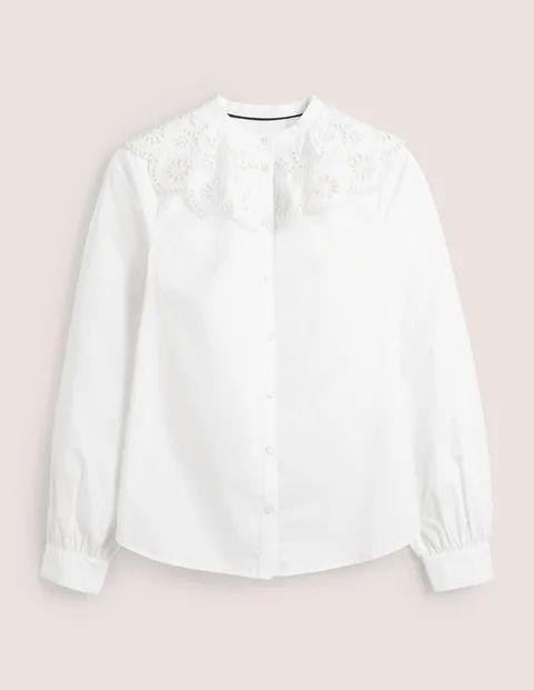 Broderie Collar Shirt White Women Boden, White
