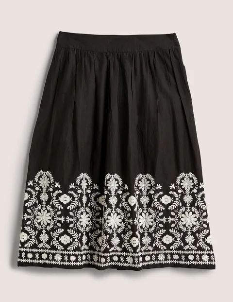 Embroidered Full Skirt Black Women Boden, Black Embroidery