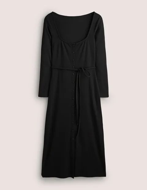 Jersey Rib Midi Dress Black Women Boden, Black