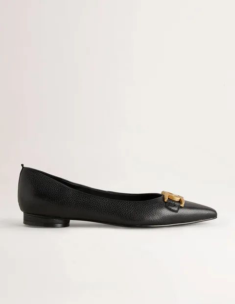 Pointed Toe Detail Flat Shoes Black Women Boden, Black/ Embellishment