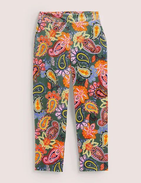 Classic Tapered Trousers Green Women Boden, Trekking Green, Paisley Charm