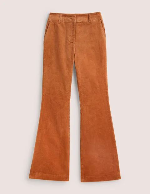 Corduroy Flare Trousers Brown Women Boden, Spiced Latte Brown