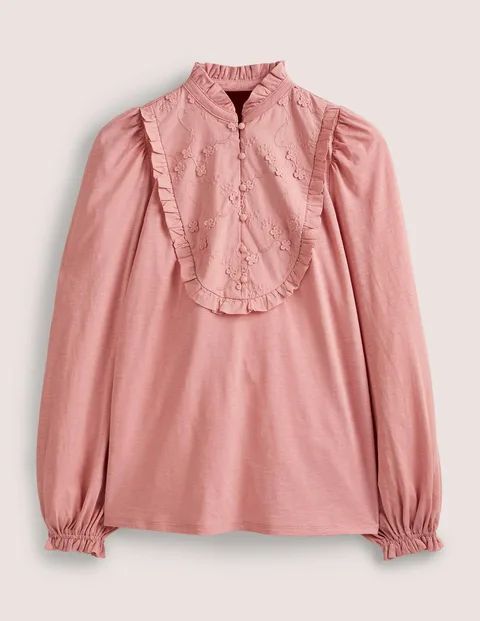 Embroidered Woven Mix Top Pink Women Boden, Almond Pink