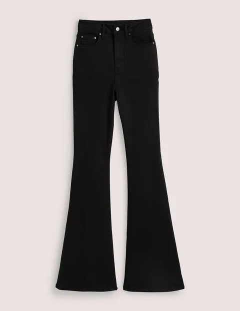 High Rise Fitted Flare Jeans Black Women Boden, Black