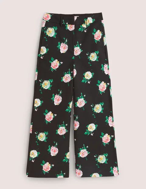 High Waisted Tailored Trousers Black Women Boden, Black, Painterly Rose