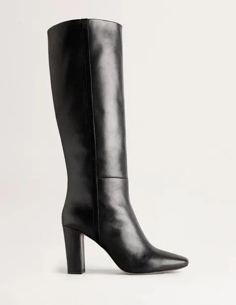 Knee High Leather Boots Black Women Boden, Black