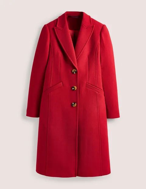Wool Blend Tailored Coat Red Women Boden, Strawberry Tart Red