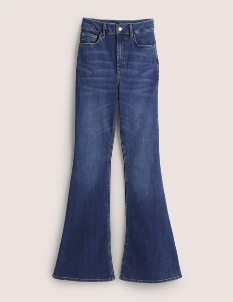 High Rise Fitted Flare Jeans Denim Women Boden, Mid Vintage