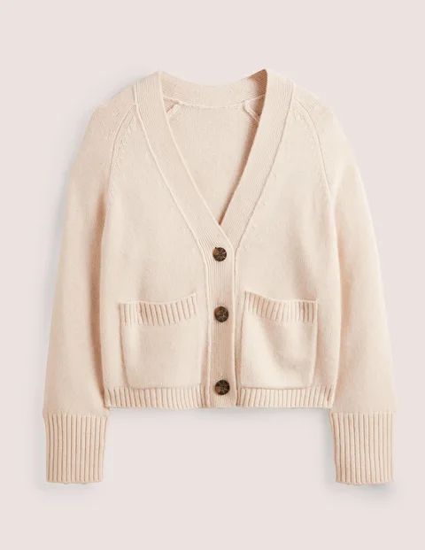 Cashmere Rib Cardigan Beige Women Boden, Rope