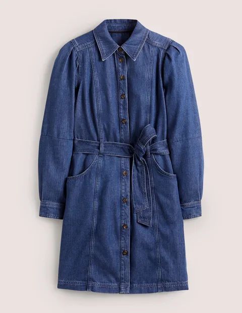 Puff Sleeve Denim Mini Dress Denim Women Boden, Mid Vintage