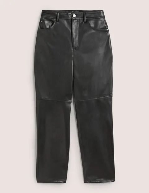 Faux Leather Straight Trousers Black Women Boden, Black