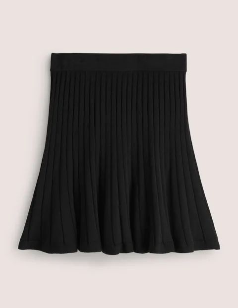 Knitted Pleated Mini Skirt Black Women Boden, Black