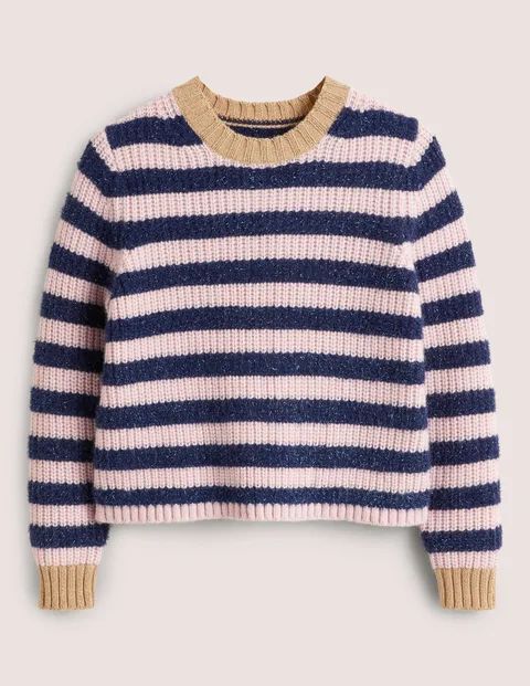 Tinsel Stripe Jumper Navy Women Boden, Navy, Pink Tinsel Stripe