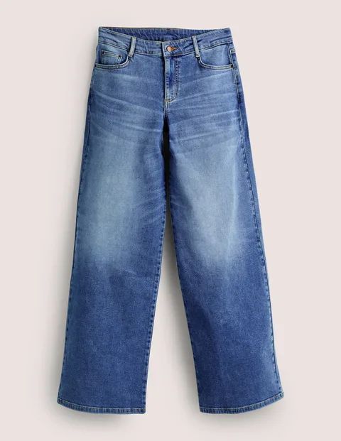 Low Rise Wide Leg Jeans Denim Women Boden, Light Vintage