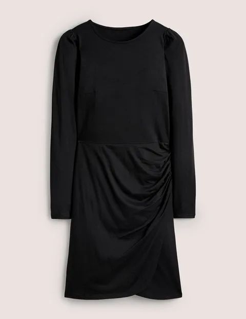 Ruched Jersey Mini Dress Black Women Boden, Black